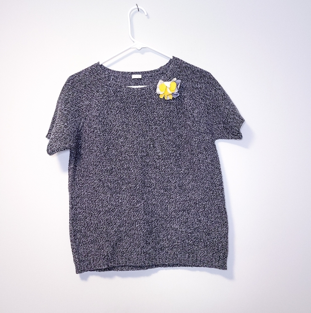 IL GUFO Wool Blend Gray Sweater Floral Applique